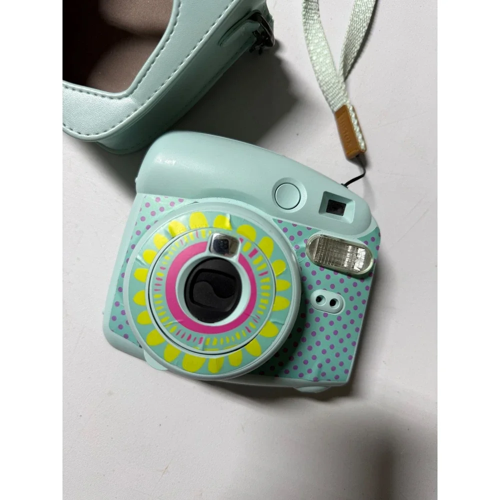 Fujifilm Instax Mini 8 Instant Film Camera Mint Green Polka Dot with Case Strap